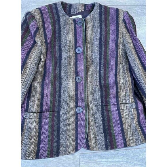 KASPER FOR A.S.L.  PETITE Wool Alpaca Blend Stripe women classic jacket Size 10 - Picture 4 of 12